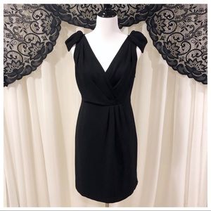 LOFT V Neck Flounced Shoulder Sheath Dress